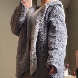 urban outfitters purple two toned teddy coat